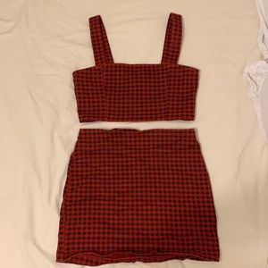 Red Crop Top and Skirt Set